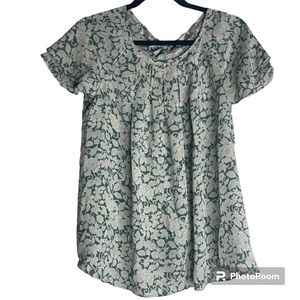 Lauren Conrad Green Floral Blouse XS